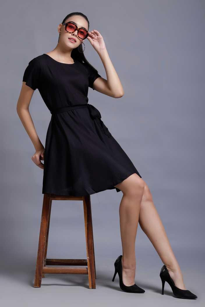 Women A-line Black Dress