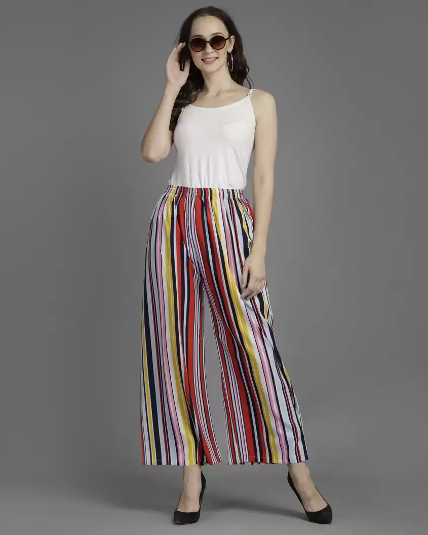 TANDUL  Regular Fit Women Multicolor Pure Crepe Trousers