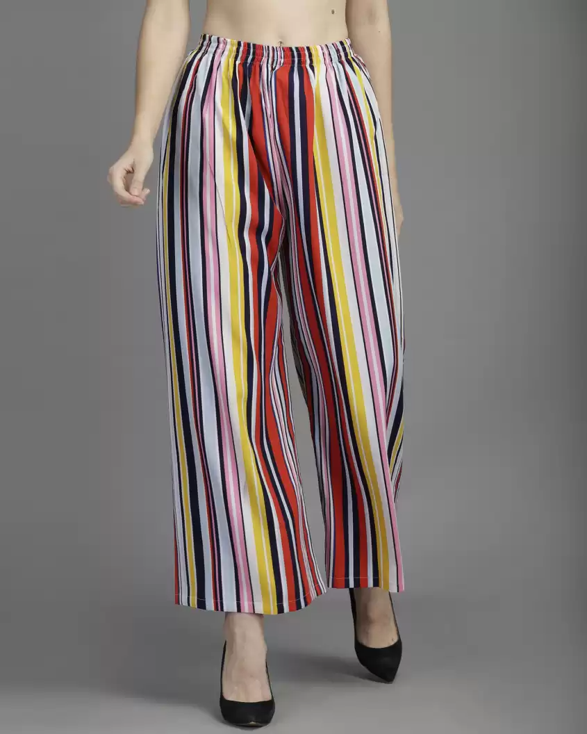 TANDUL  Regular Fit Women Multicolor Pure Crepe Trousers