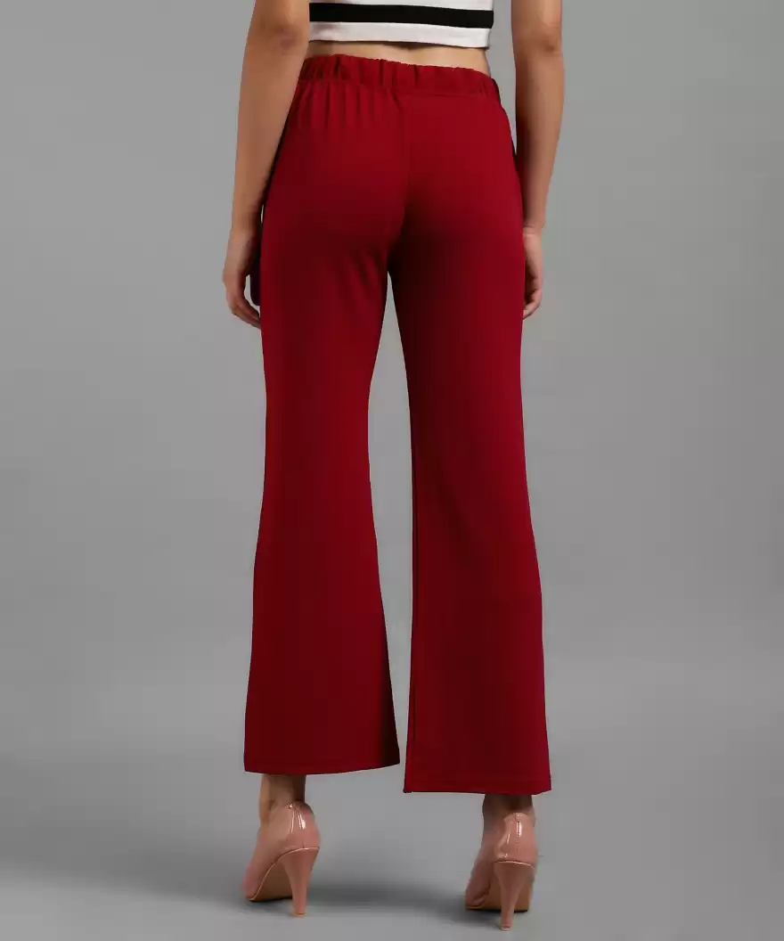 TANDUL  Regular Fit Women Maroon Lycra Blend Trousers