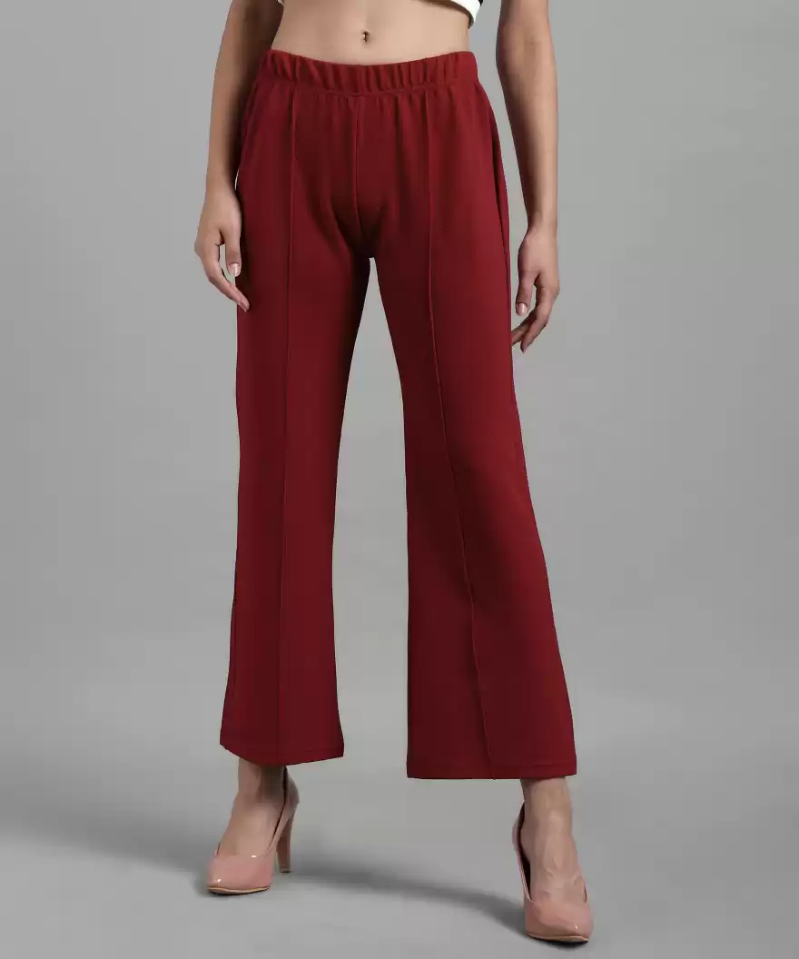 TANDUL  Regular Fit Women Maroon Lycra Blend Trousers