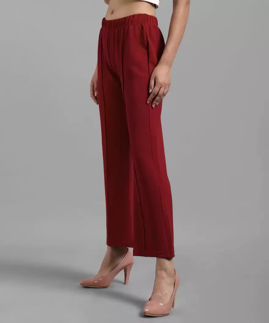 TANDUL  Regular Fit Women Maroon Lycra Blend Trousers