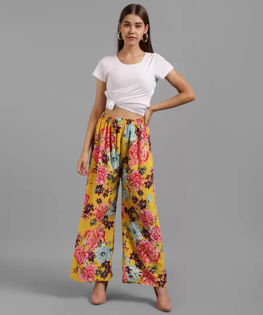 TANDUL  Regular Fit Women Multicolor Crepe Trousers