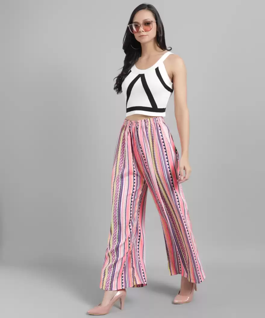 TANDUL  Regular Fit Women Multicolor Crepe Trousers