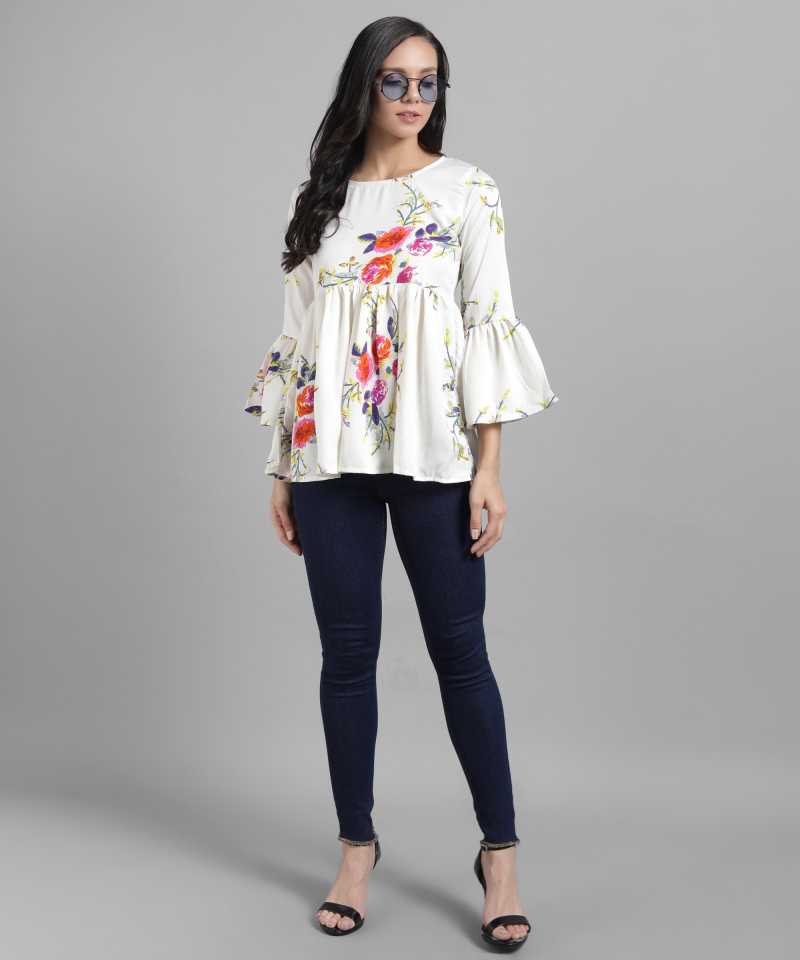 TANDUL  Casual Bell Sleeves Printed Women Multicolor Top