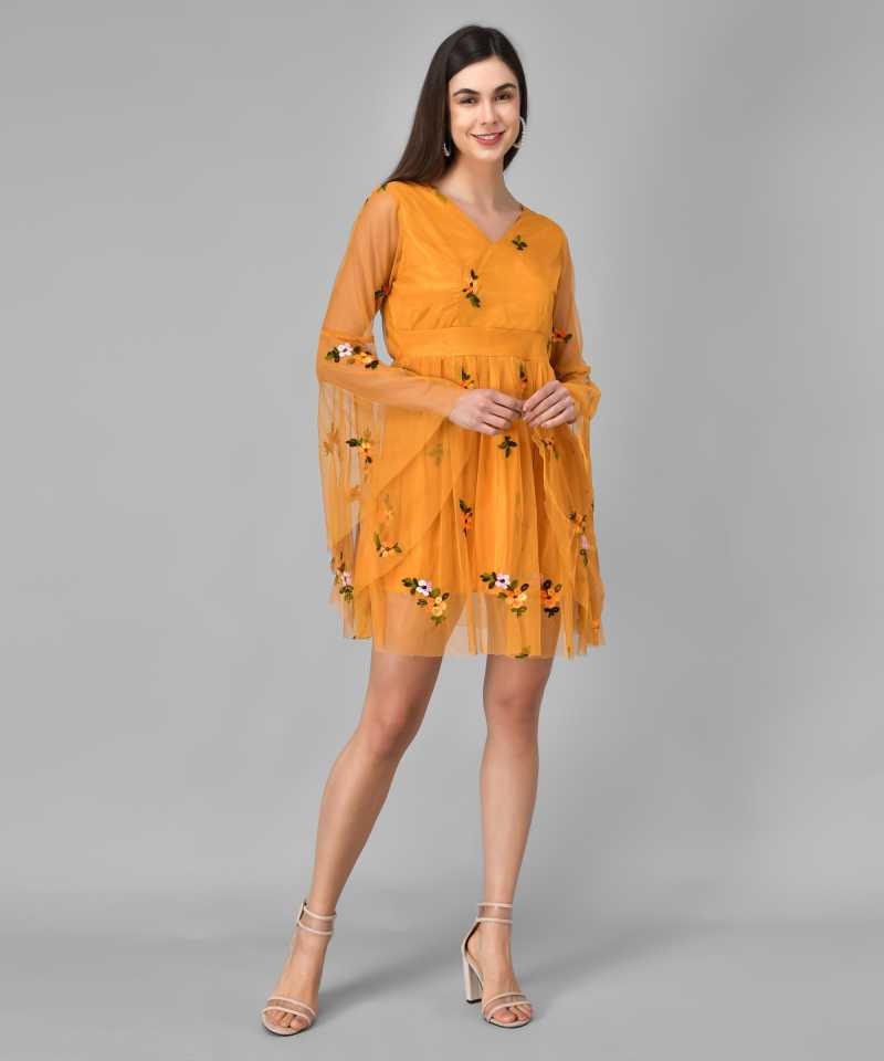 TANDUL  Women Layered Yellow Dress