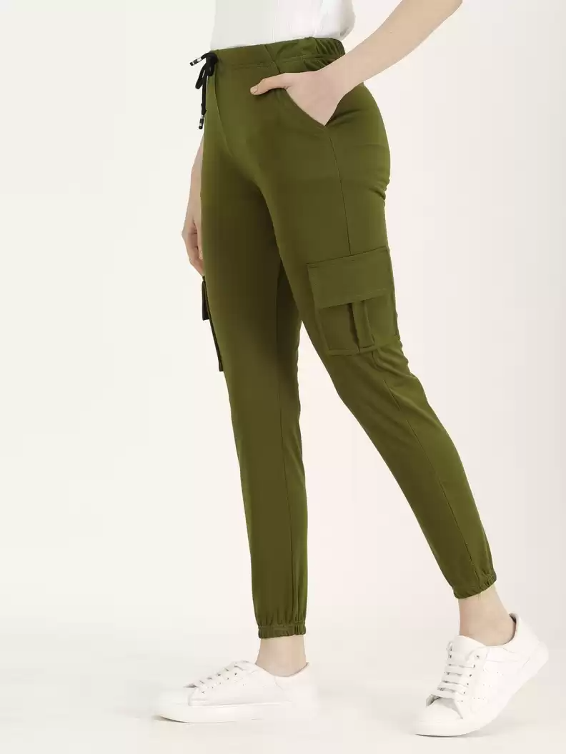 TANDUL  Regular Fit Women Green Lycra Blend Trousers