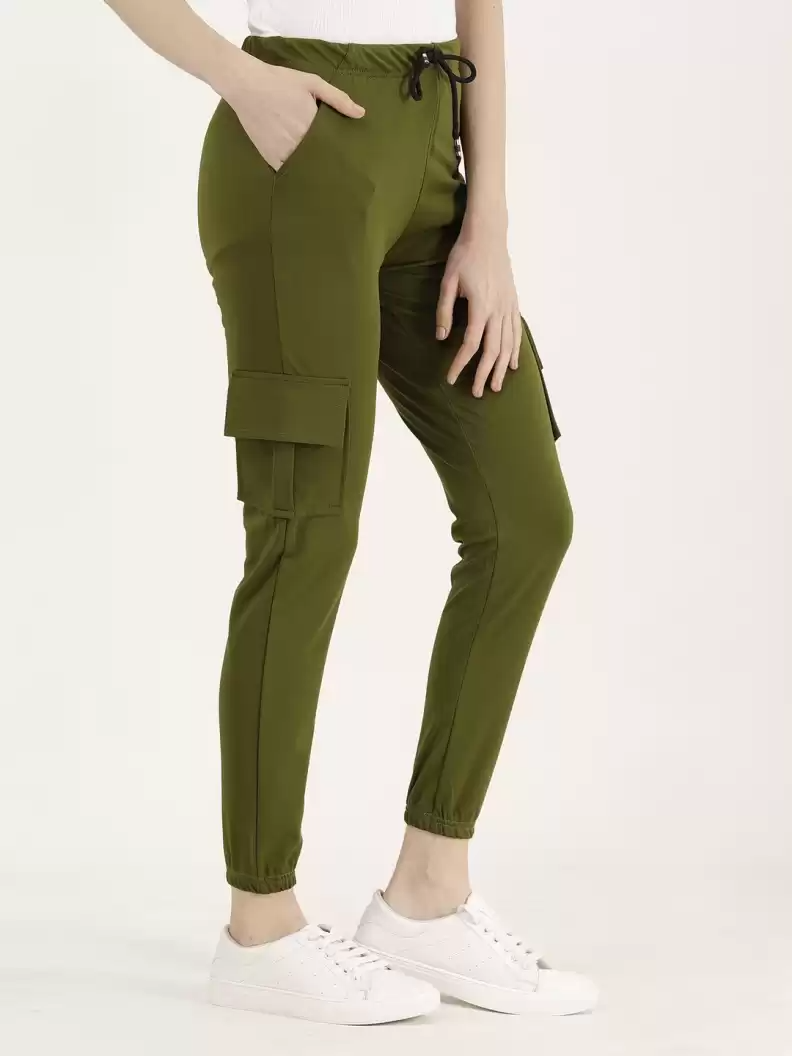 TANDUL  Regular Fit Women Green Lycra Blend Trousers