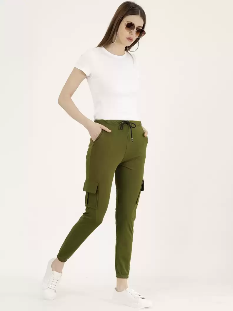 TANDUL  Regular Fit Women Green Lycra Blend Trousers