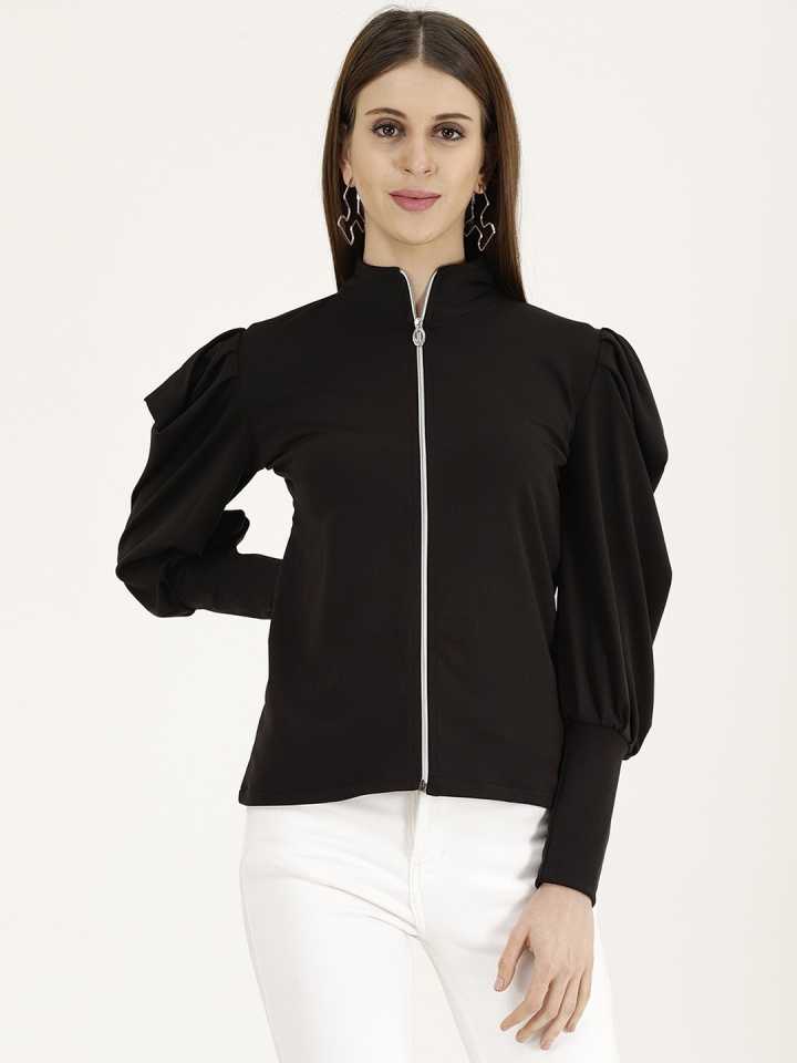 Casual Regular Sleeves Solid Women Black Top