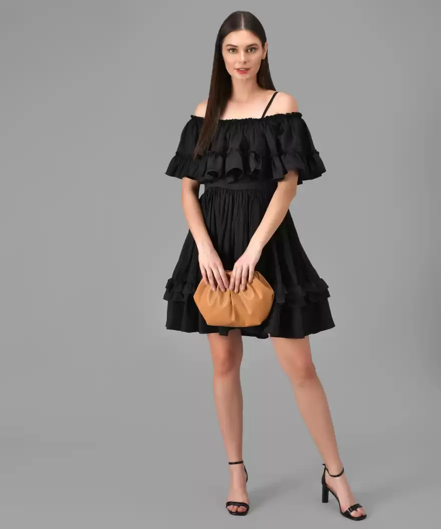 TANDUL  Women Layered Black Dress