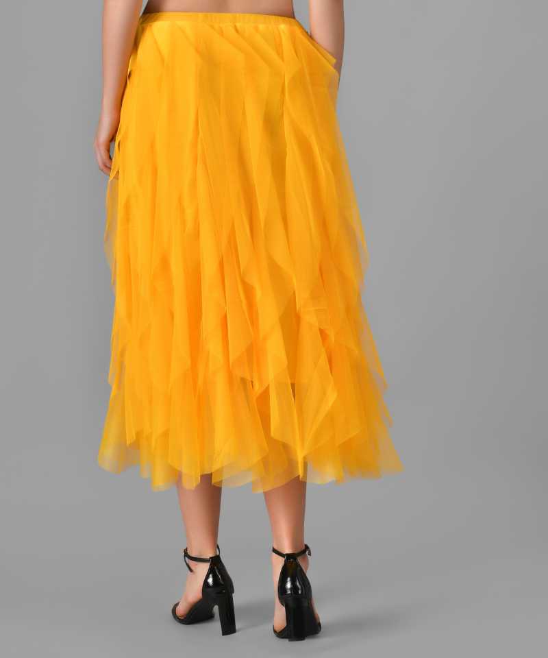 TANDUL  Women Solid A-line Yellow Skirt