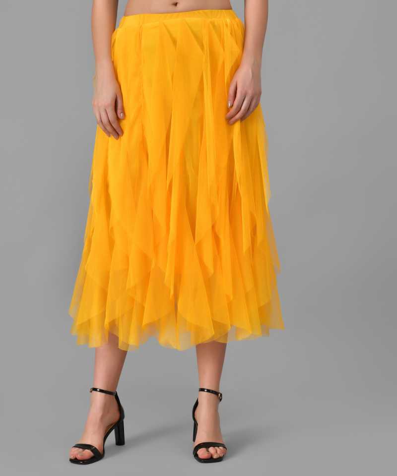 TANDUL  Women Solid A-line Yellow Skirt