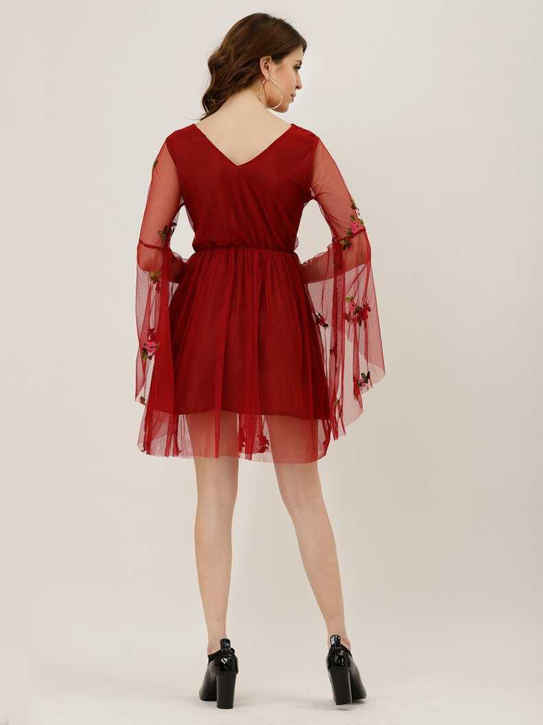 Women A-line Maroon Dress