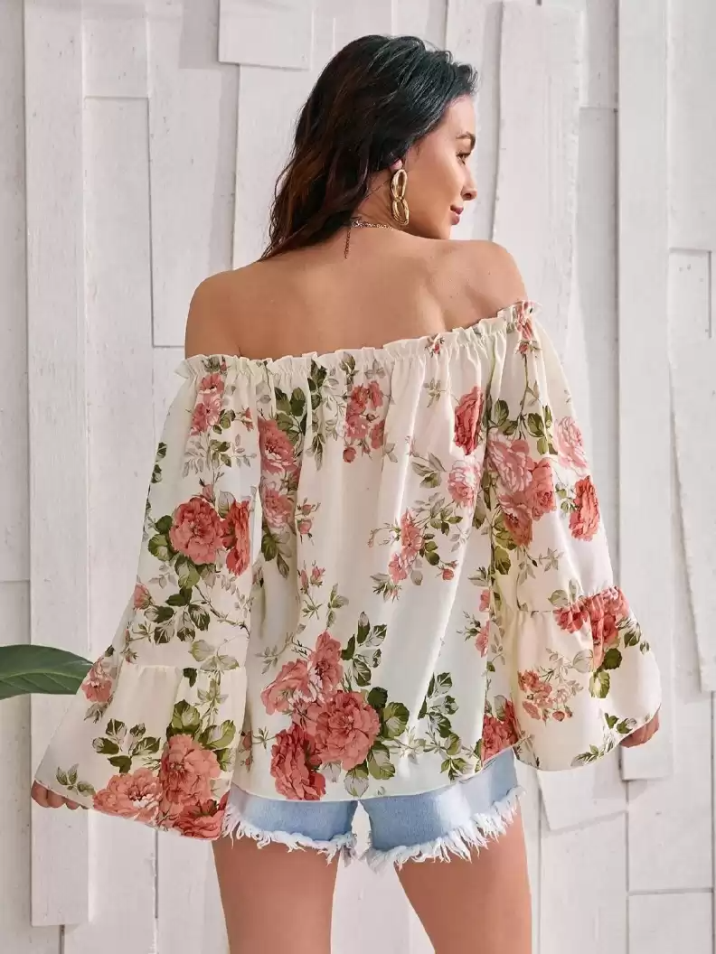 ZARVEY  Casual Bell Sleeves Printed Women Multicolor Top