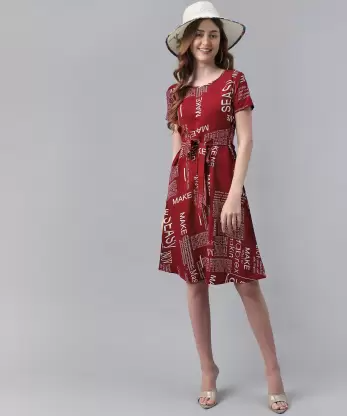 Women A-line Red Dress