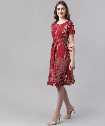 Women A-line Red Dress