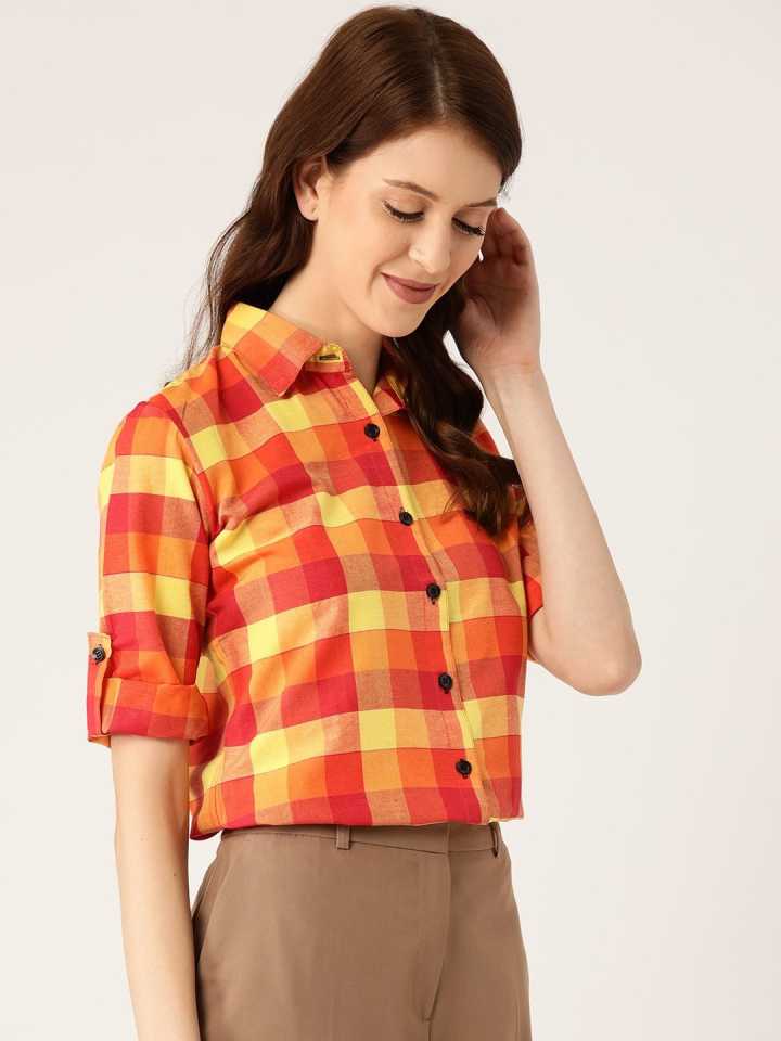 TANDUL  Women Regular Fit Checkered Formal Shirt