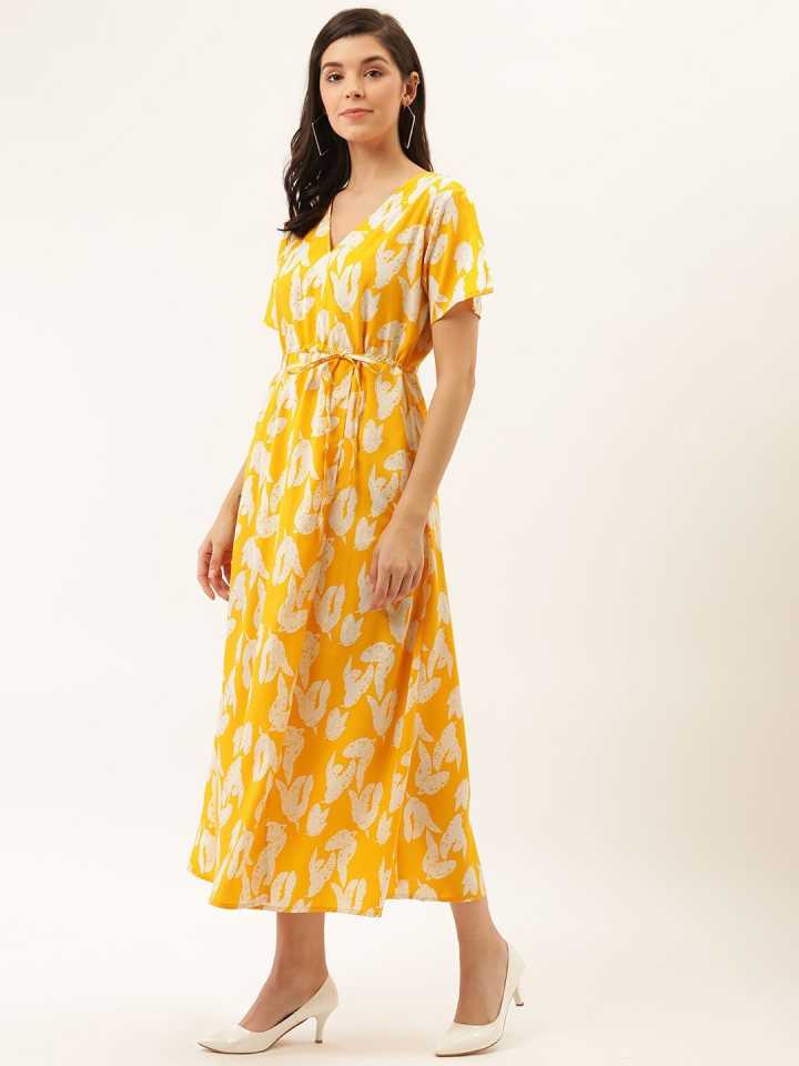 TANDUL  Women A-line Yellow Dress