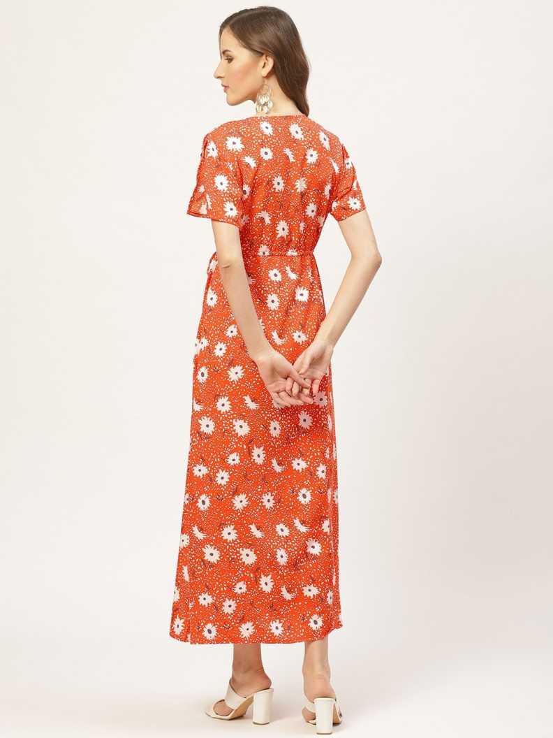 Women A-line Orange Dress