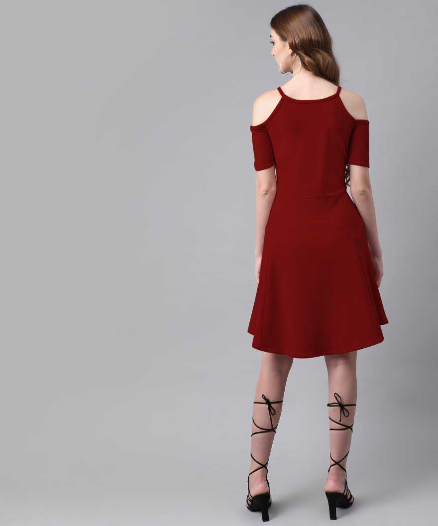 Women A-line Maroon Dress