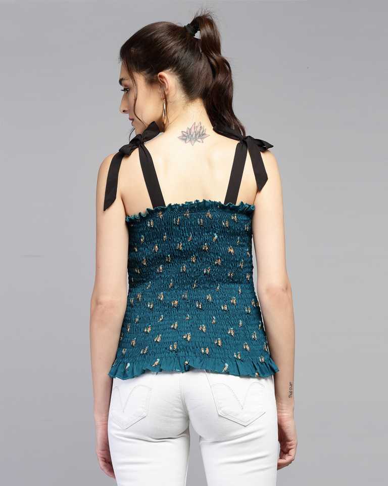 TANDUL  Casual Shoulder Straps Printed Women Multicolor Top