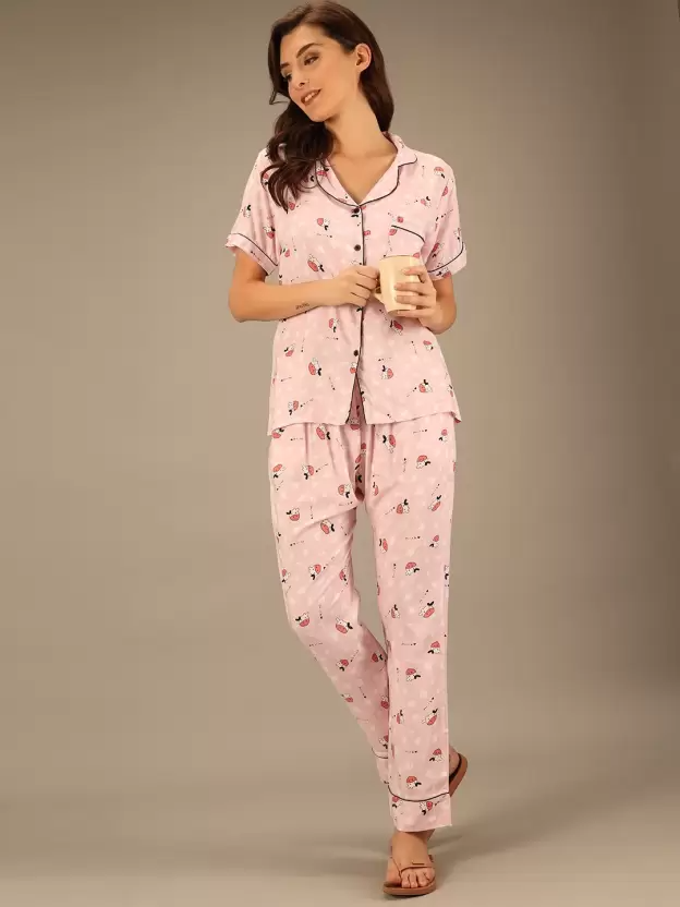 TANDUL  Women Printed Multicolor Shirt & Pyjama set