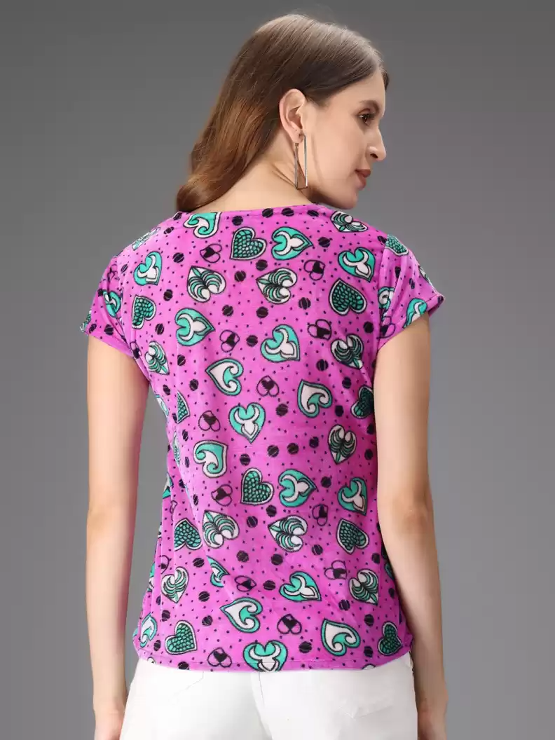 TANDUL  Casual Regular Sleeves Printed Women Purple Top