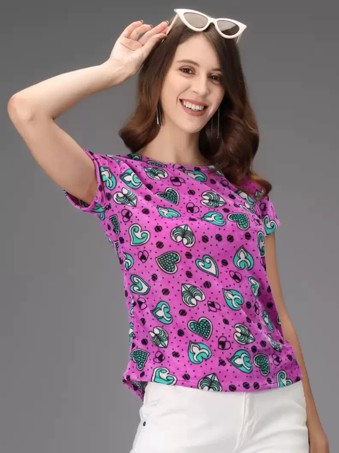 TANDUL  Casual Regular Sleeves Printed Women Purple Top