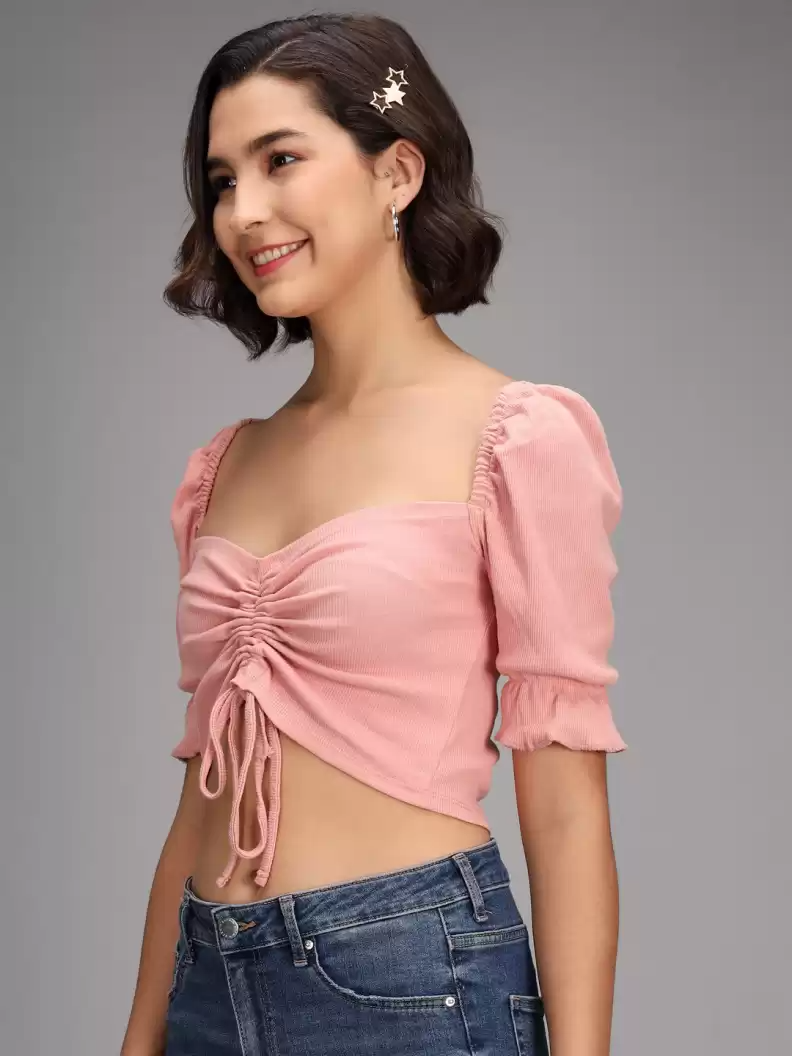 TANDUL  Casual Regular Sleeves Striped Women Pink Top