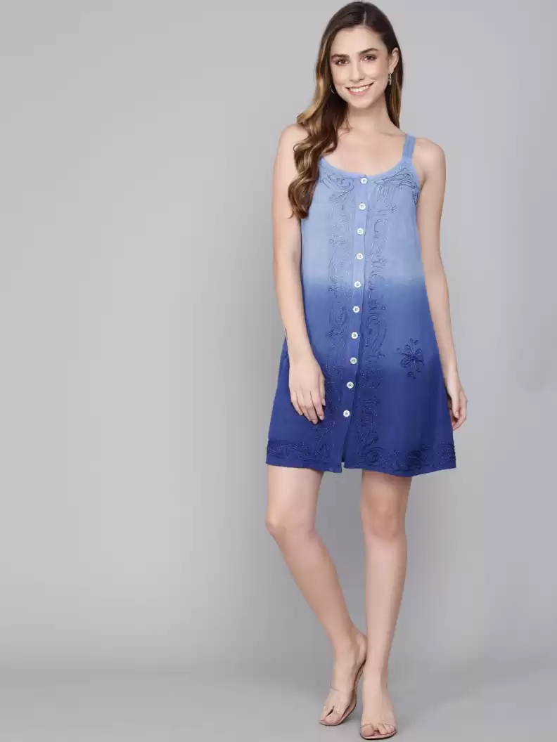 TANDUL  Women A-line Blue Dress