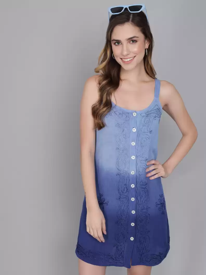 TANDUL  Women A-line Blue Dress