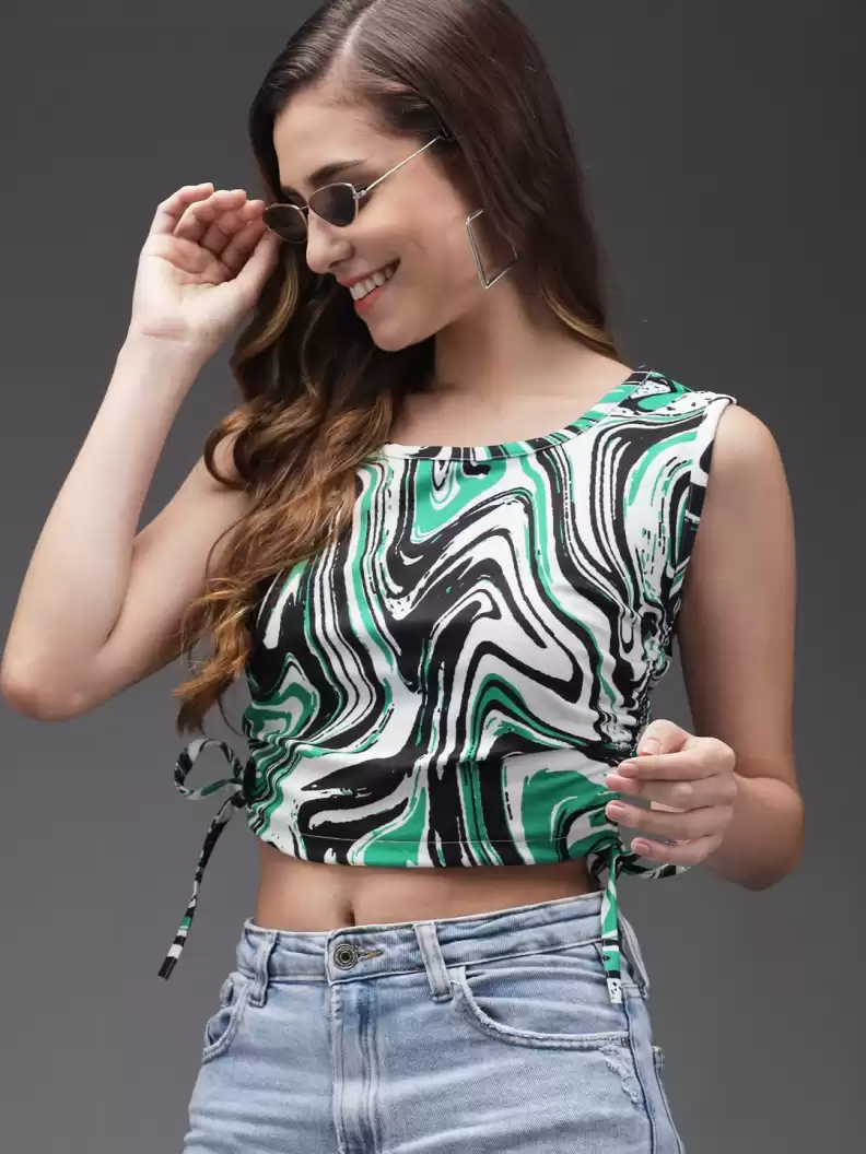 TANDUL  Casual Sleeveless Printed Women Multicolor Top