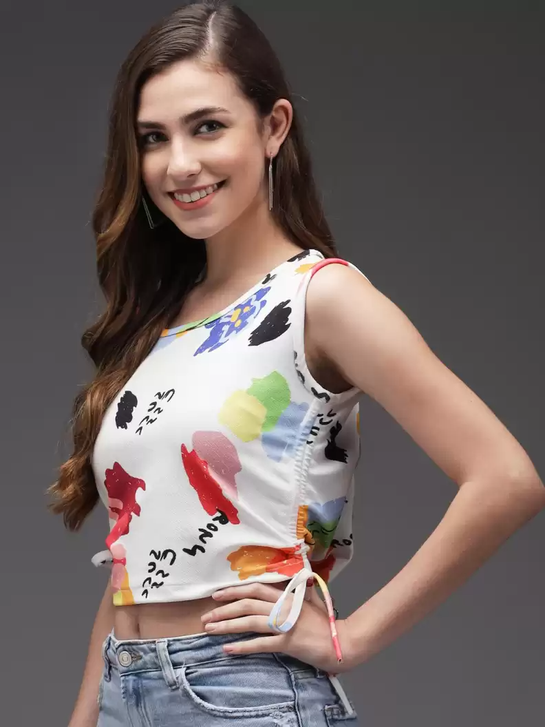 TANDUL  Casual Sleeveless Printed Women Multicolor Top