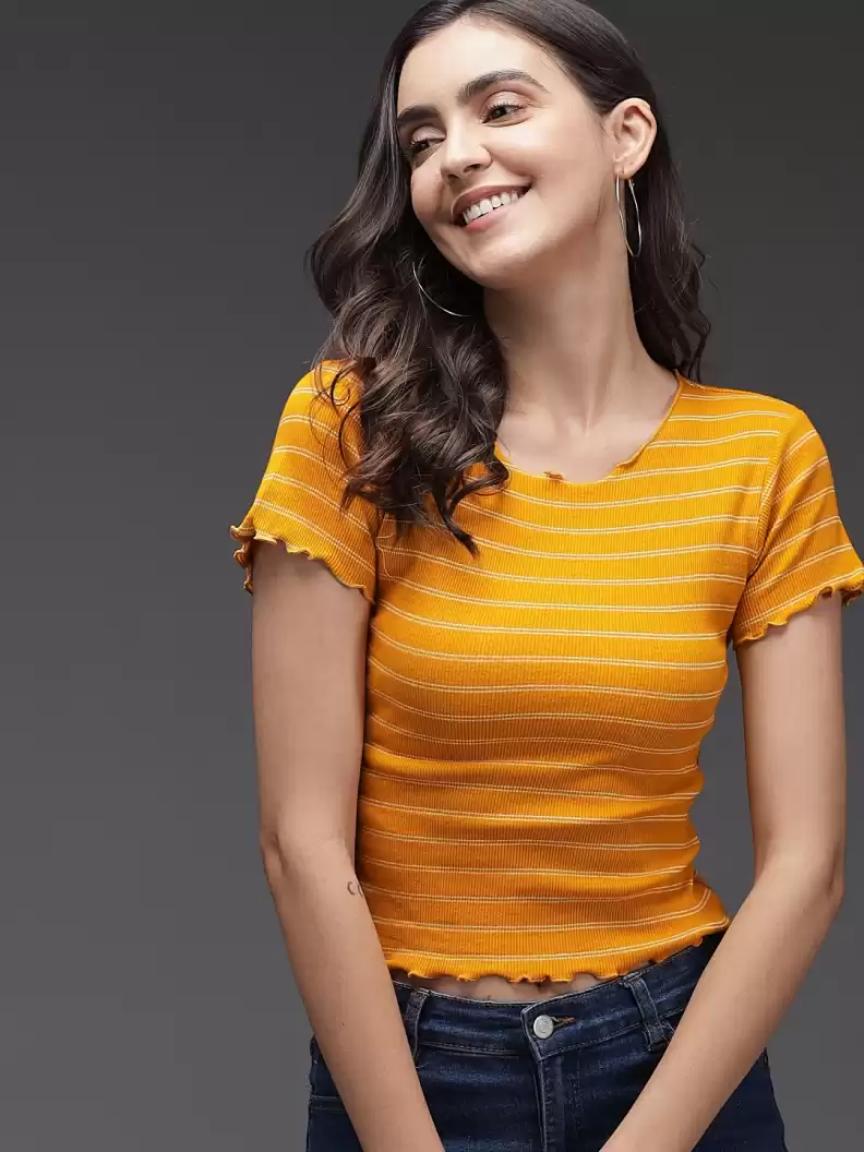 TANDUL  Striped Women Round Neck Multicolor T-Shirt