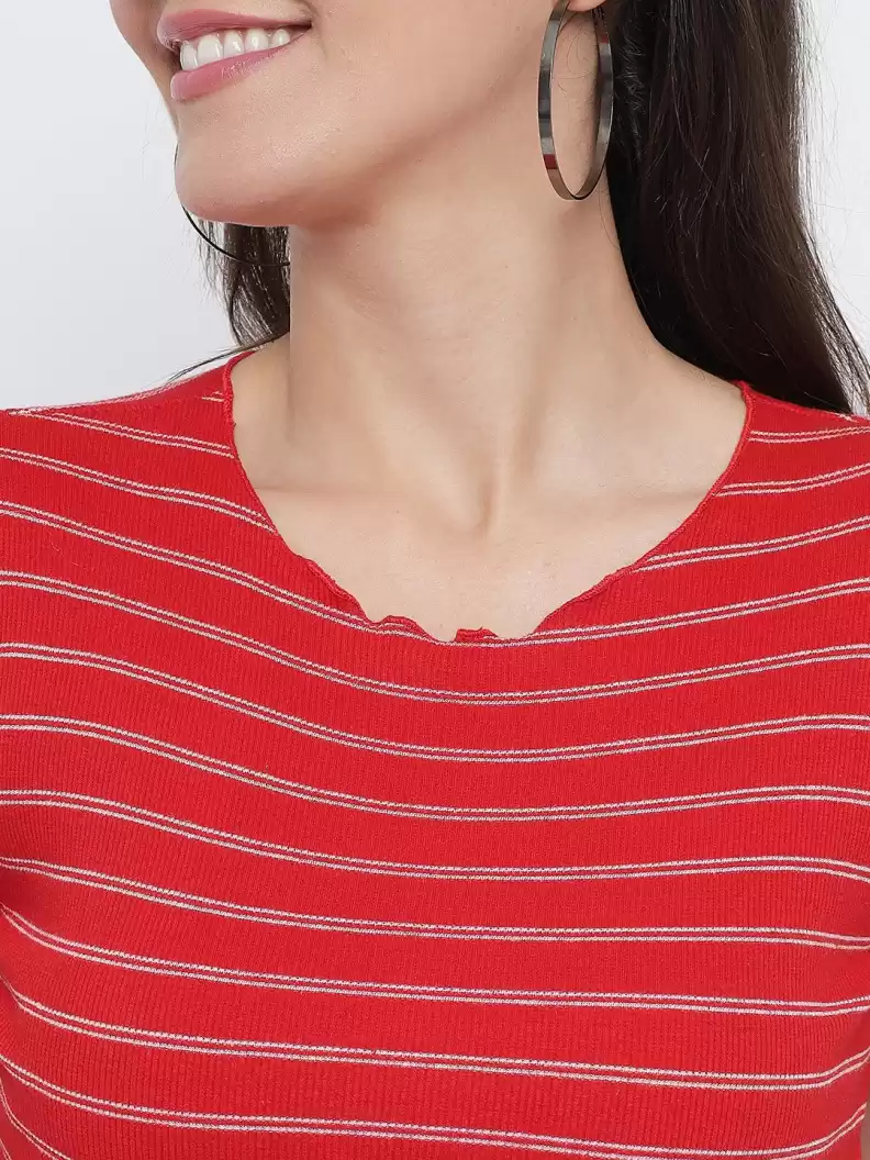 TANDUL  Casual Regular Sleeves Striped Women Multicolor Top