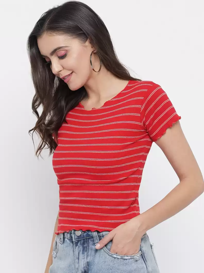 TANDUL  Casual Regular Sleeves Striped Women Multicolor Top