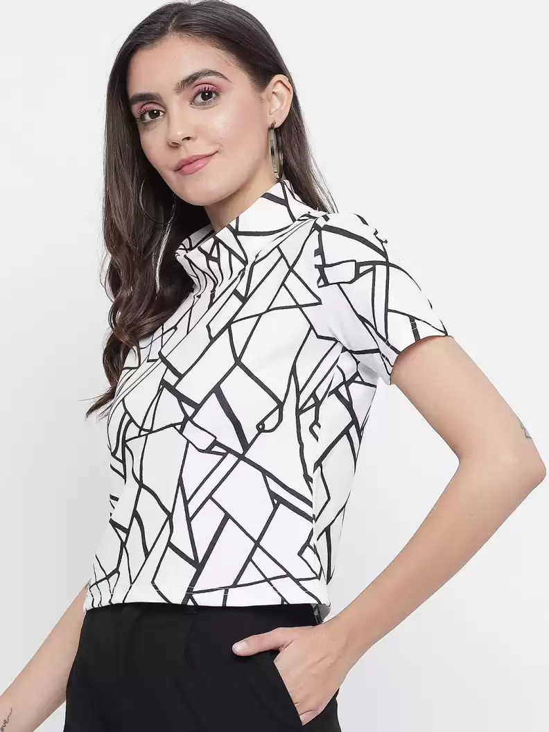 TANDUL  Geometric Print Women Round Neck Multicolor T-Shirt