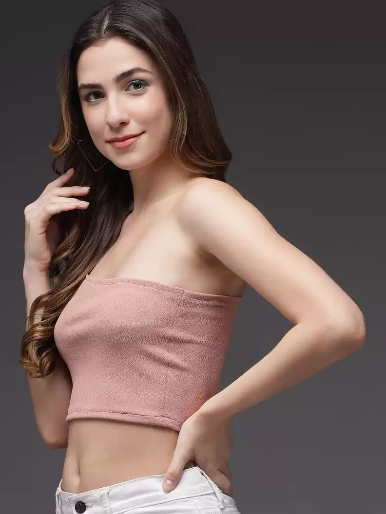 TANDUL  Casual Noodle Straps Solid Women Pink Top