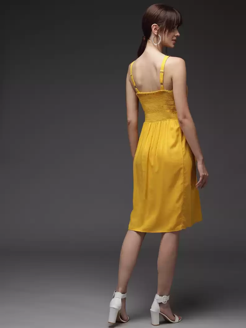 TANDUL  Women Fit and Flare Yellow Dress