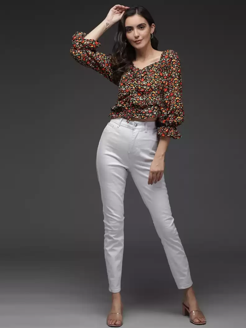 TANDUL  Casual Regular Sleeves Printed Women Multicolor Top