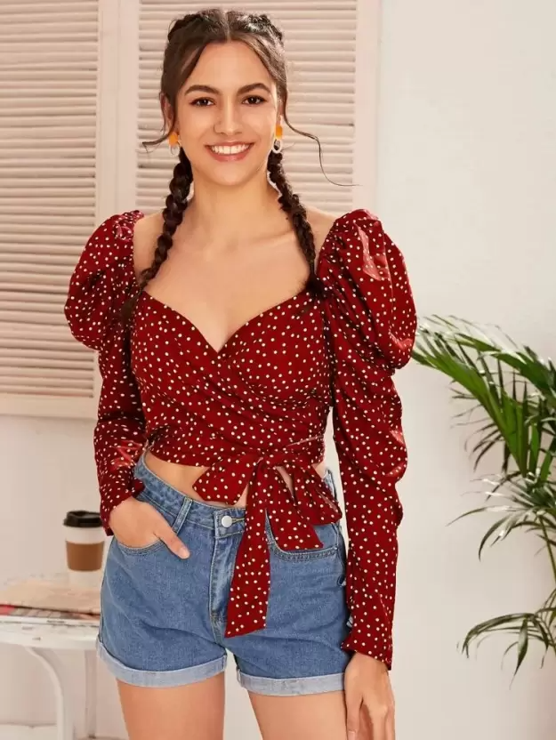 TANDUL  Casual Cuffed Sleeves Solid Women Multicolor Top