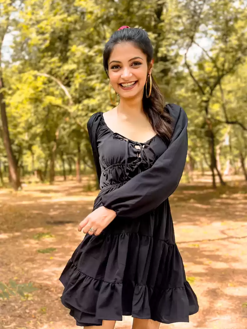 TANDUL  Women Fit and Flare Black Dress