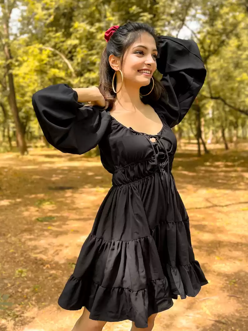 TANDUL  Women Fit and Flare Black Dress