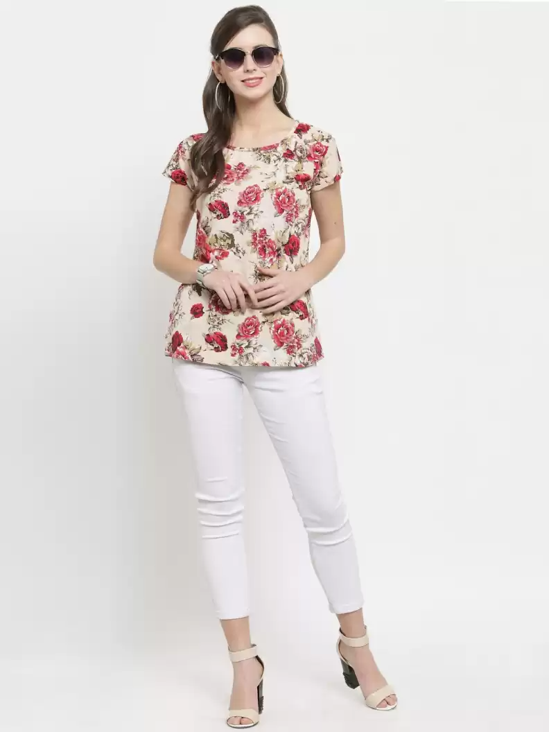 TANDUL  Casual Regular Sleeves Printed Women Multicolor Top