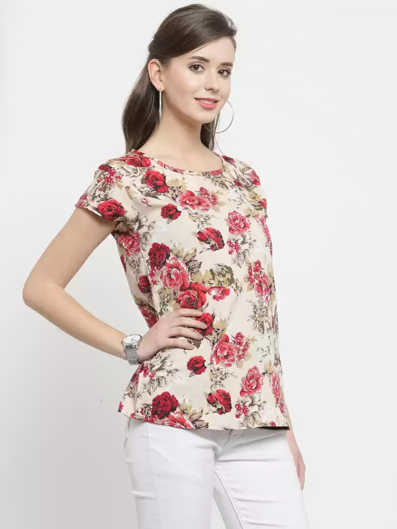 TANDUL  Casual Regular Sleeves Printed Women Multicolor Top