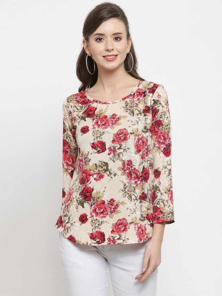 Casual Regular Sleeves Printed Women Multicolor Top