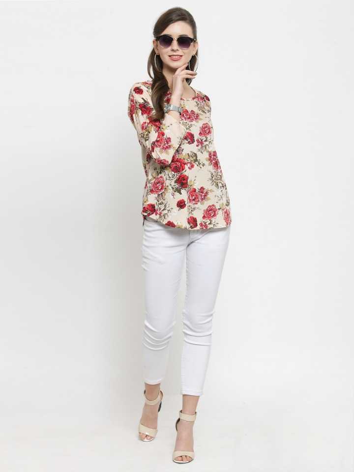 Casual Regular Sleeves Printed Women Multicolor Top