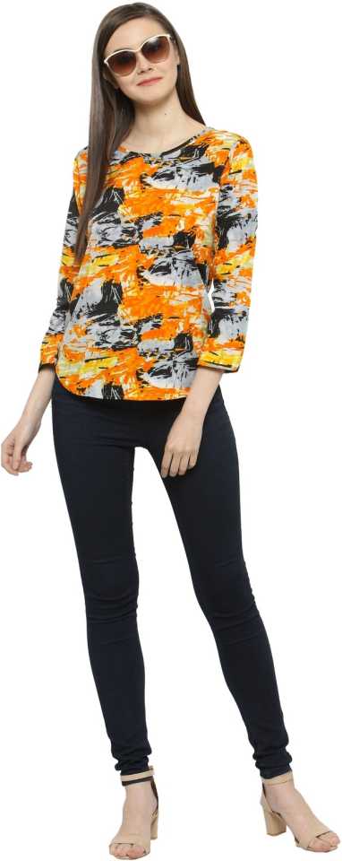 TANDUL  Casual Regular Sleeves Printed Women Multicolor Top