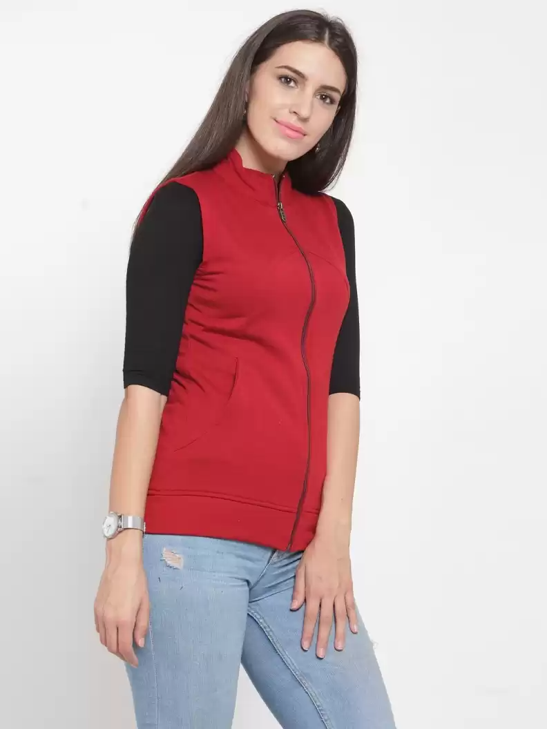 TANDUL  Sleeveless Solid Women Sweatshirt